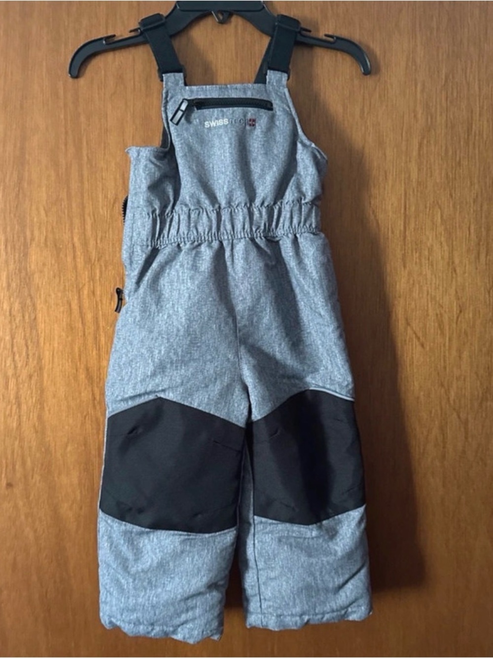 Swiss Tech Gray and Black Kids Snow Overalls